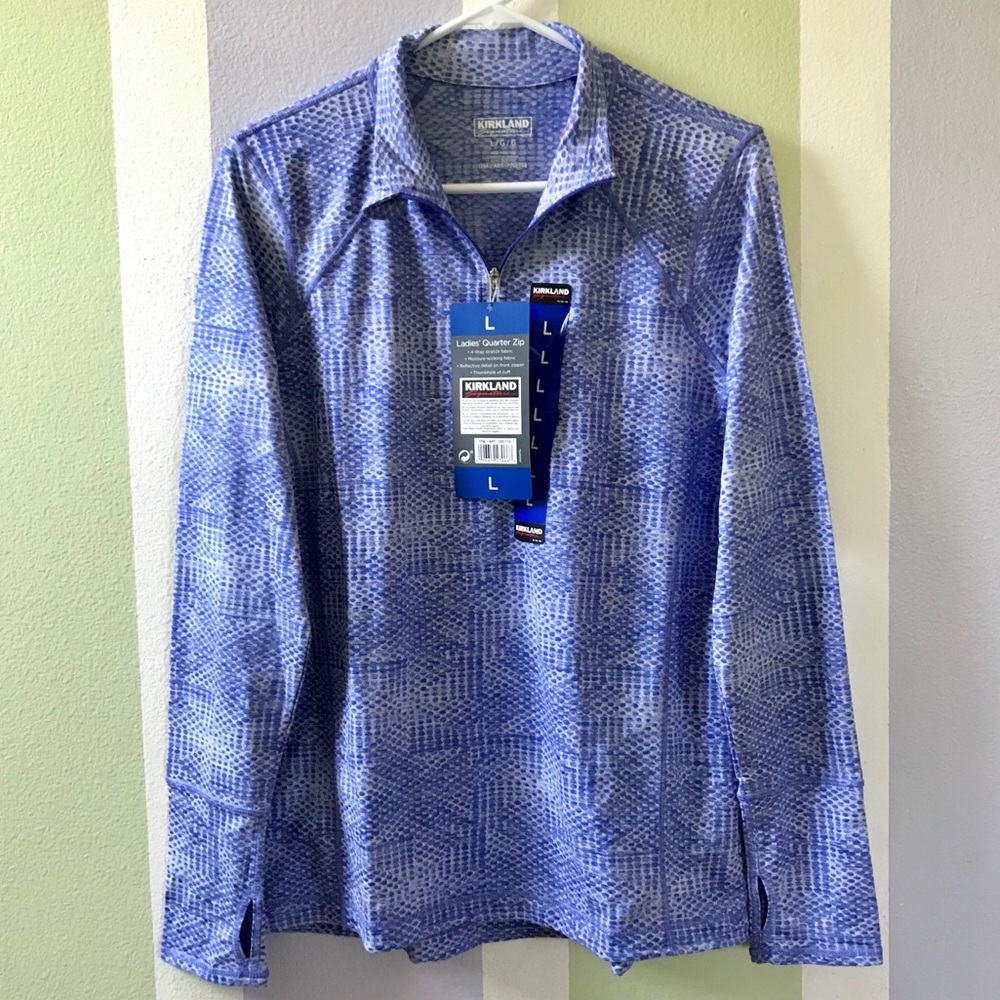 New Blue and White Kirkland Quarter Zip